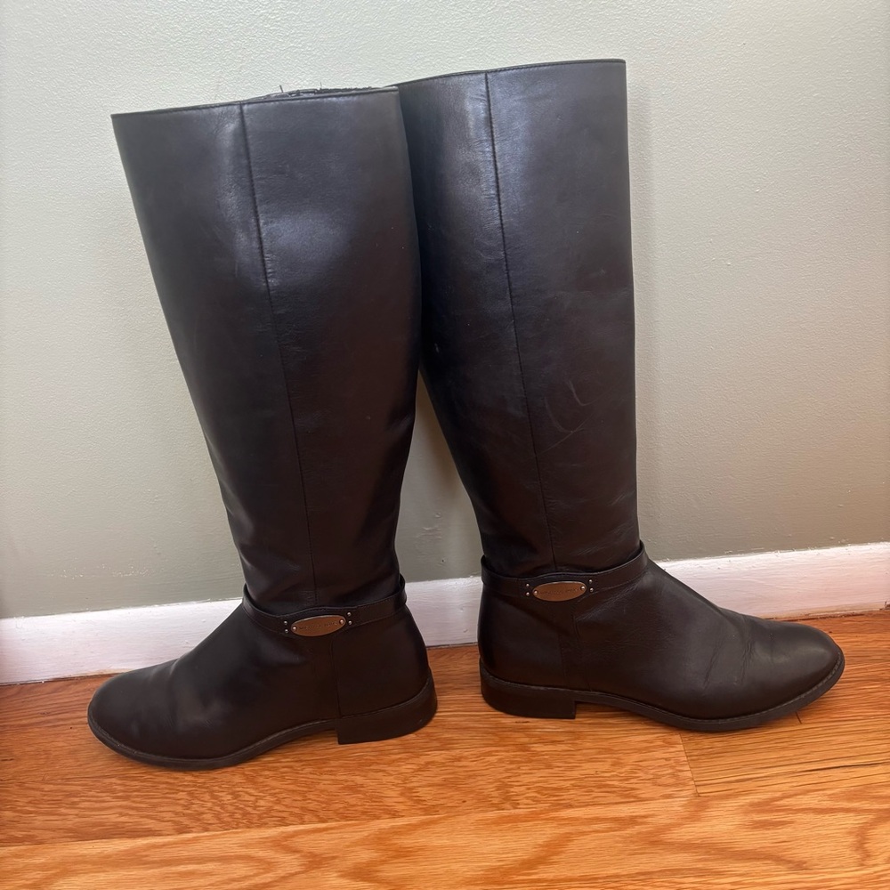 Michael Kors Black Leather Finley Boots, Size 7.5M - Picture 3 of 14